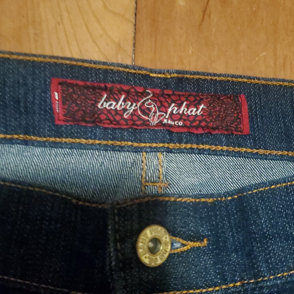 Baby Phat Dark Blue Denim y2k Jeans with :cats Meow !: Back Pockets - Picture 4 of 15